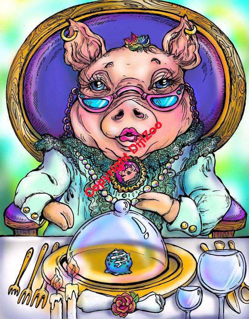Hoity Toity Bejeweled Pig Sniffs Out a Precious Truffle, Green - DIJIZOO