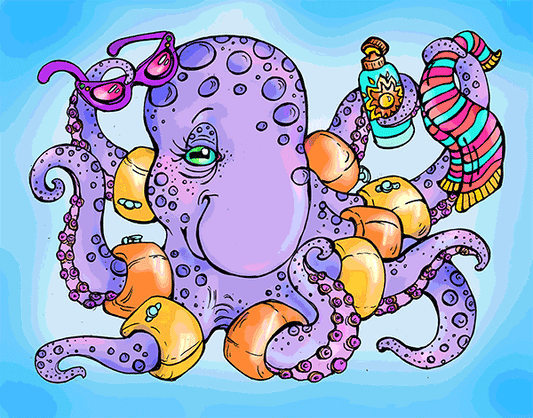NFT - Octopus Tubes & Lubes it Up at the Pool Party - DIJIZOO