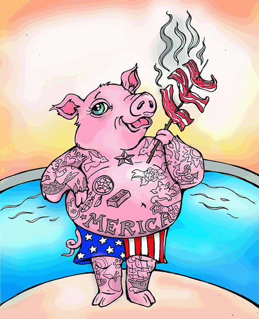 NFT - Patriotic Pig Porks Out Poolside - DIJIZOO